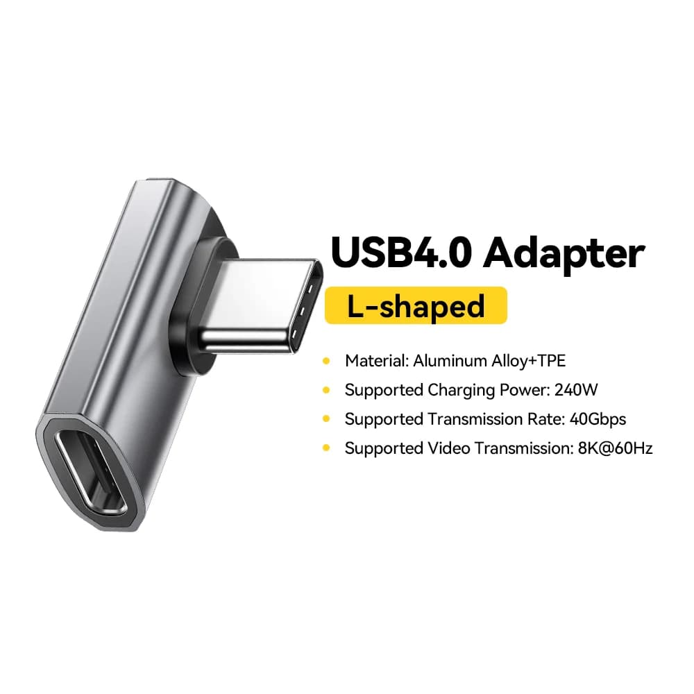 USB4.0 240W adapter OTG za podatke kot 90 stopinj, 8K