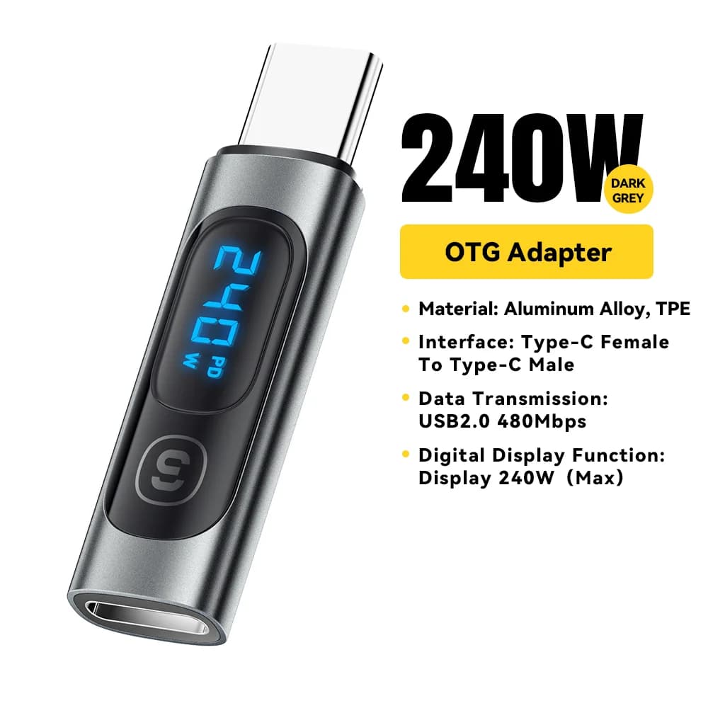 USB-C na USB-C OTG adapter s digitalnim zaslonom