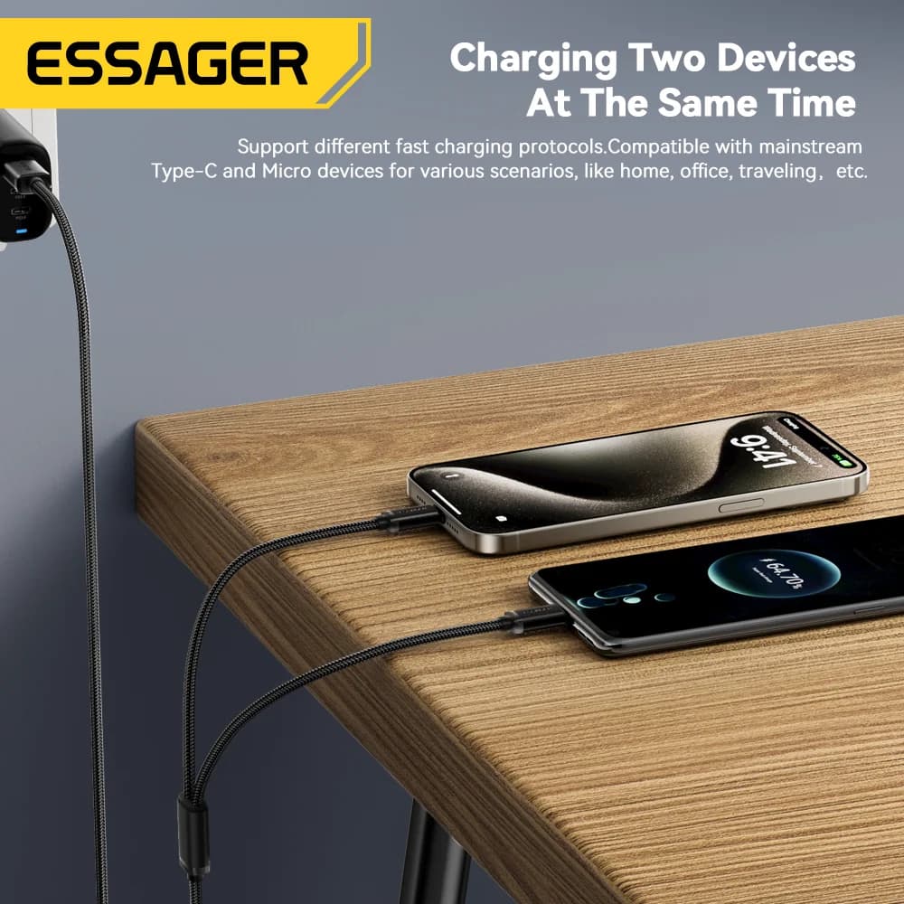 Kabel za hitro polnjenje 2-v-1 USB Type-C in Micro USB
