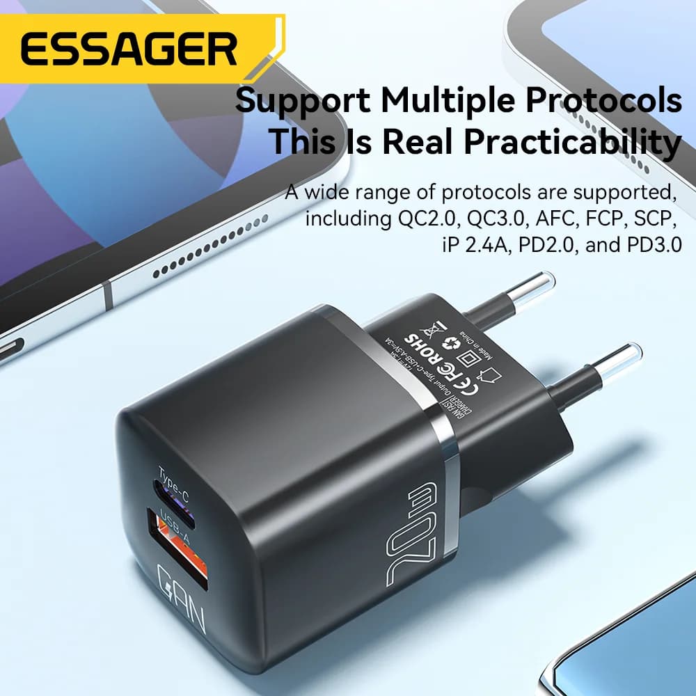 20W GaN USB-C PD stenski hitri polnilnik