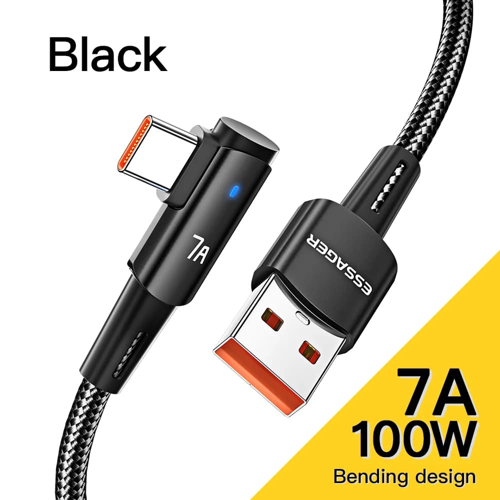7A USB Type-C kabel z 90° kotom in polnjenjem 100W