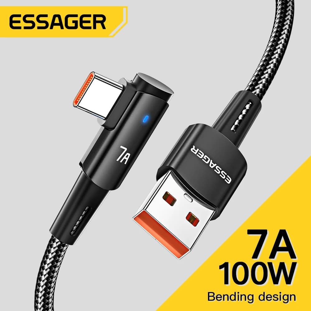 7A USB Type-C kabel z 90° kotom in polnjenjem 100W