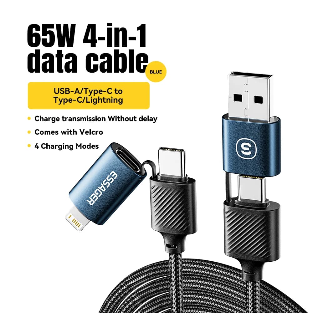 4-v-1 USB-C kabel, 65W PD hitro polnjenje