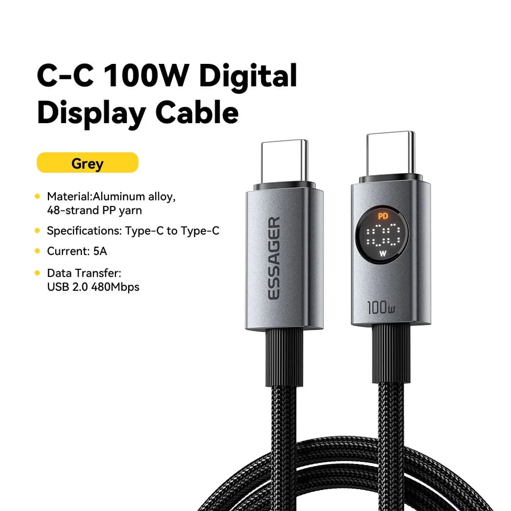 100W kabel USB-C na USB-C z digitalnim zaslonom