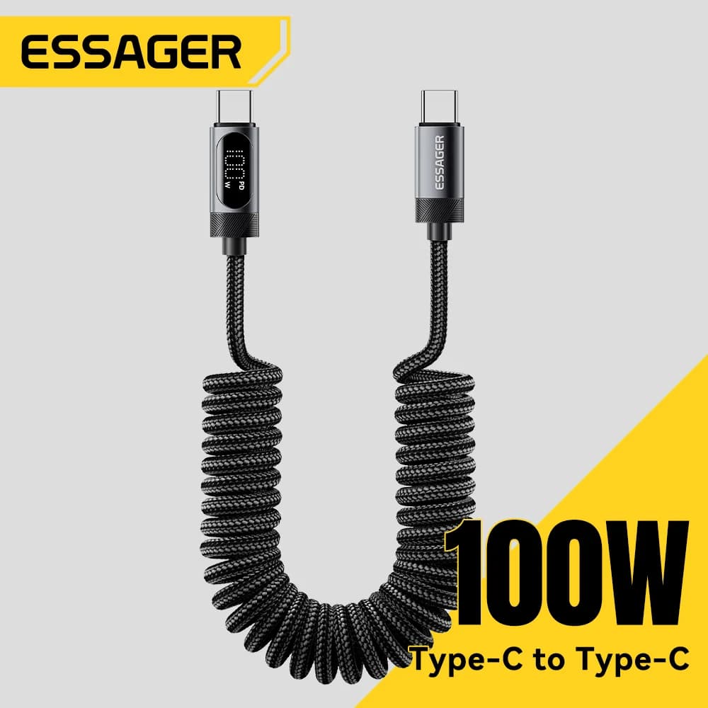 Avtomobilski kabel USB-C na USB-C 100 W s spiralo