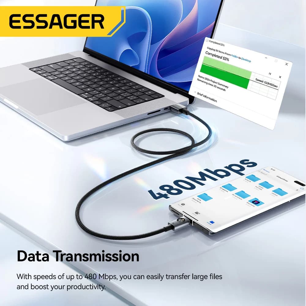 USB-C kabel 7A 100W z digitalnim zaslonom
