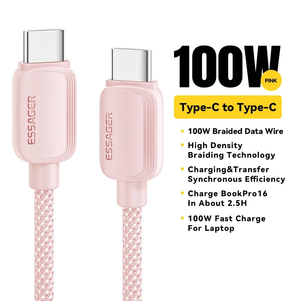 USB-C na USB-C kabel 100W, 5A PD hitro polnjenje