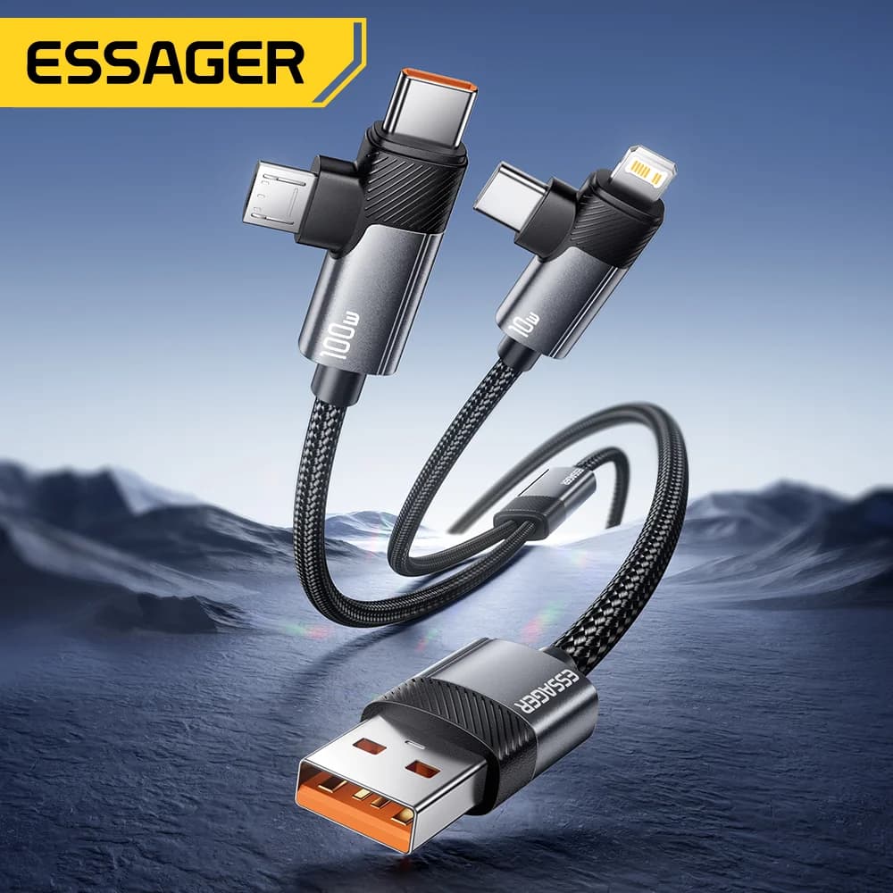 Hitri polnilni kabel 2-v-1 100 W Tip-C in Lightning