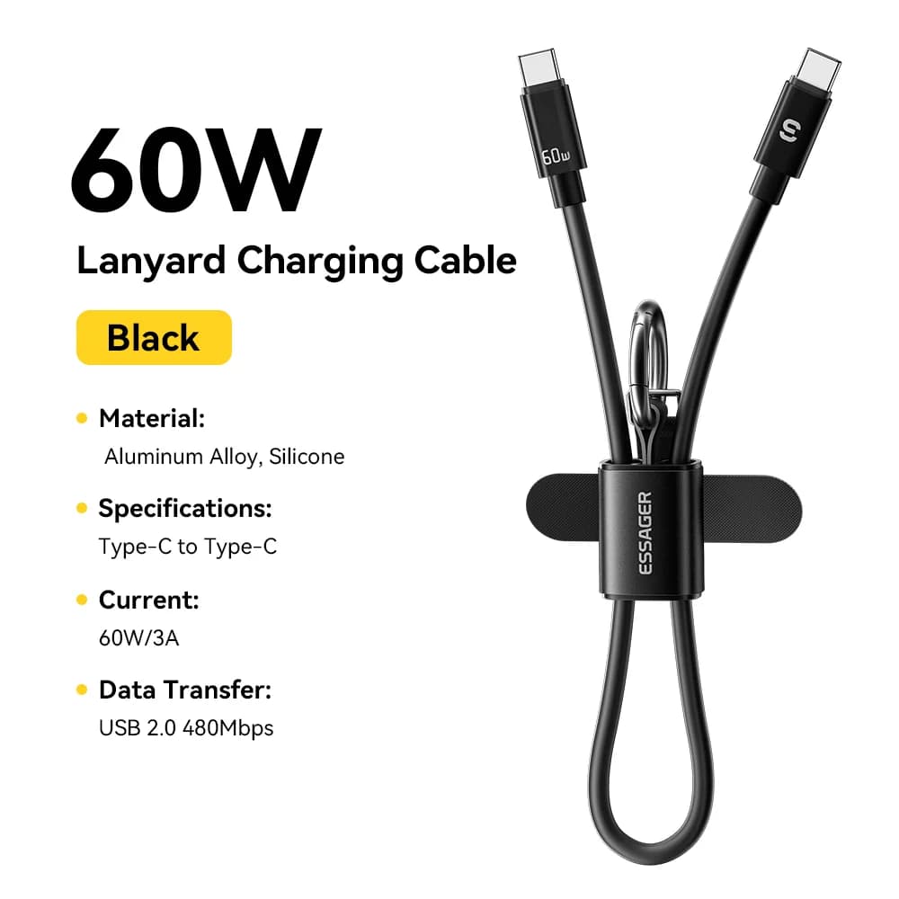 Kratka vrvica USB-C na USB-C s trakom 60W
