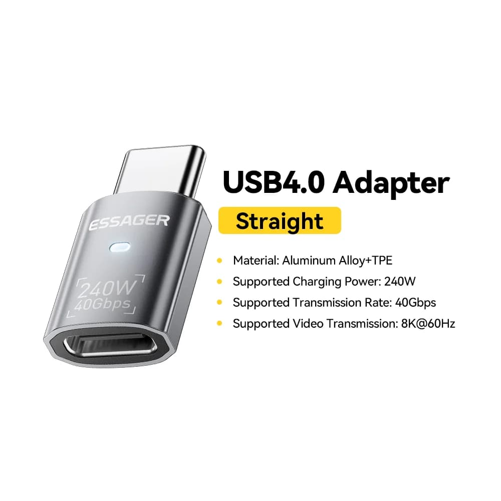 USB4.0 240W adapter OTG za podatke kot 90 stopinj, 8K