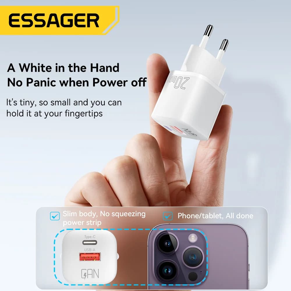 20W GaN USB-C PD hitri polnilec