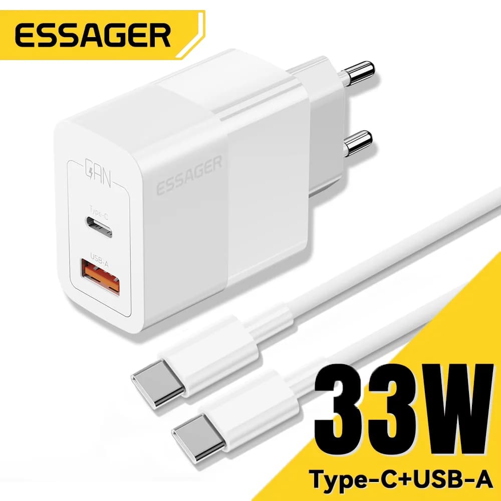 Mini stenski polnilec 33W z dvema USB-C priklapkoma