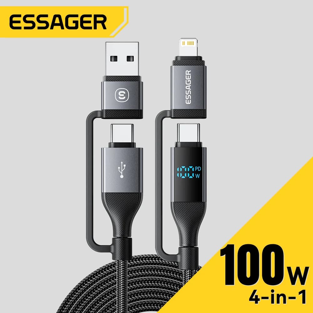 4-v-1 USB-C kabel z digitalnim zaslonom, 100W PD