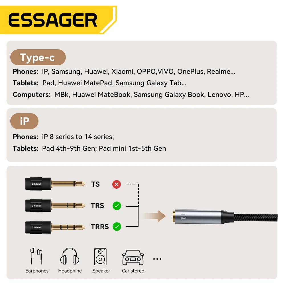 L-oblikovan adapter USB-C na 3.5mm avdio