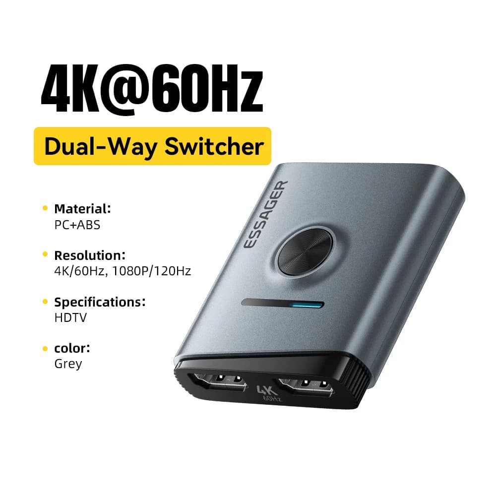 Preklopnik HDMI 4K 60Hz 2-v-1 razdelilnik adapter