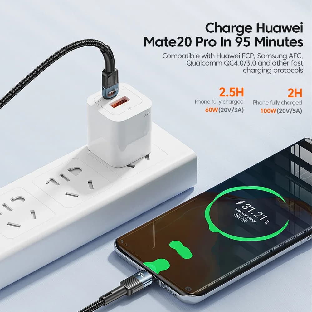 Hitri polnilni kabel USB-C na USB-C 100W, dolžina 3m