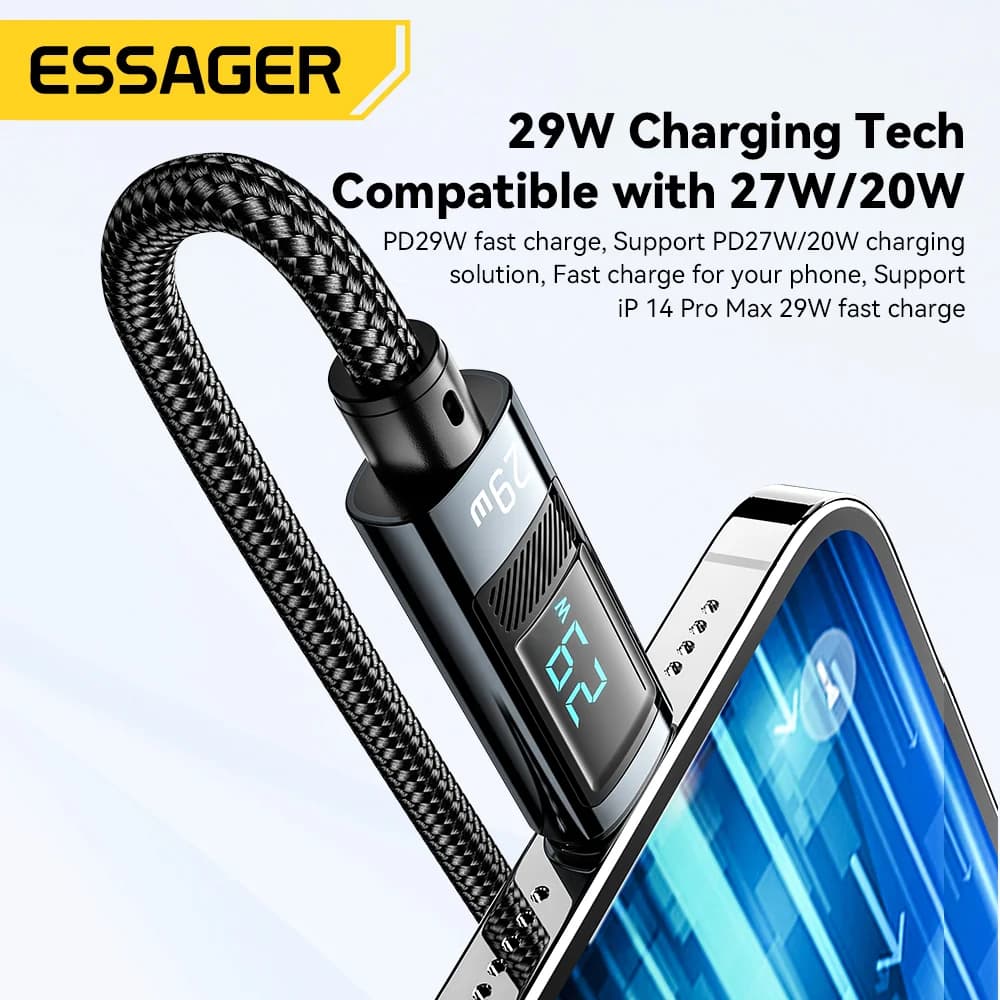 USB-C na Lightning PD kabel za hitro polnjenje z zaslonom