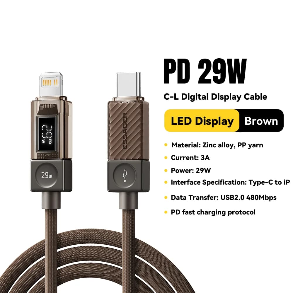 Kabel USB-C na Lightning z digitalnim zaslonom