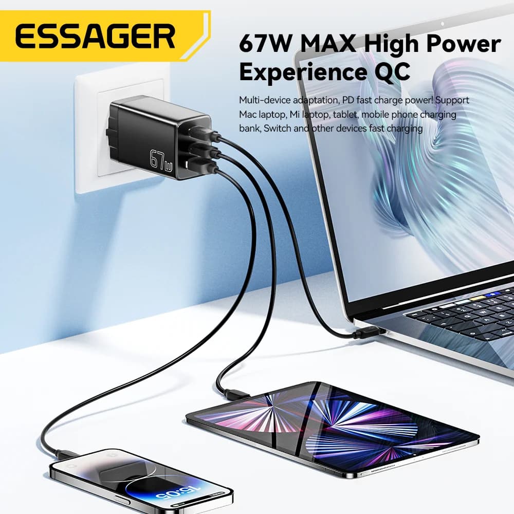 GaN polnilnik USB Type-C z možnostjo EU/KR vtikača